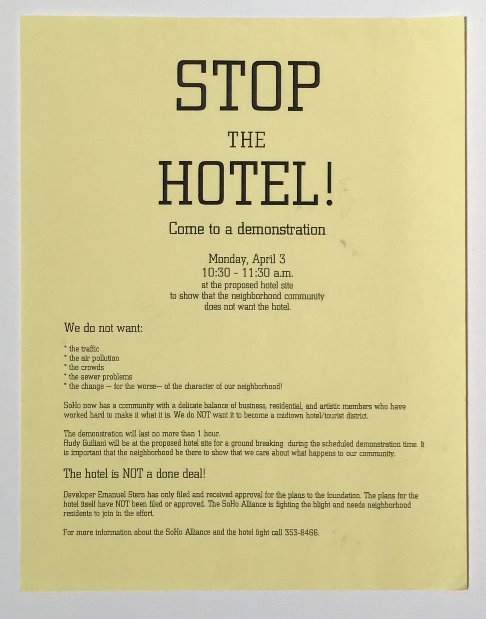 Stop The Hotel! Flyer (ca. 1996)