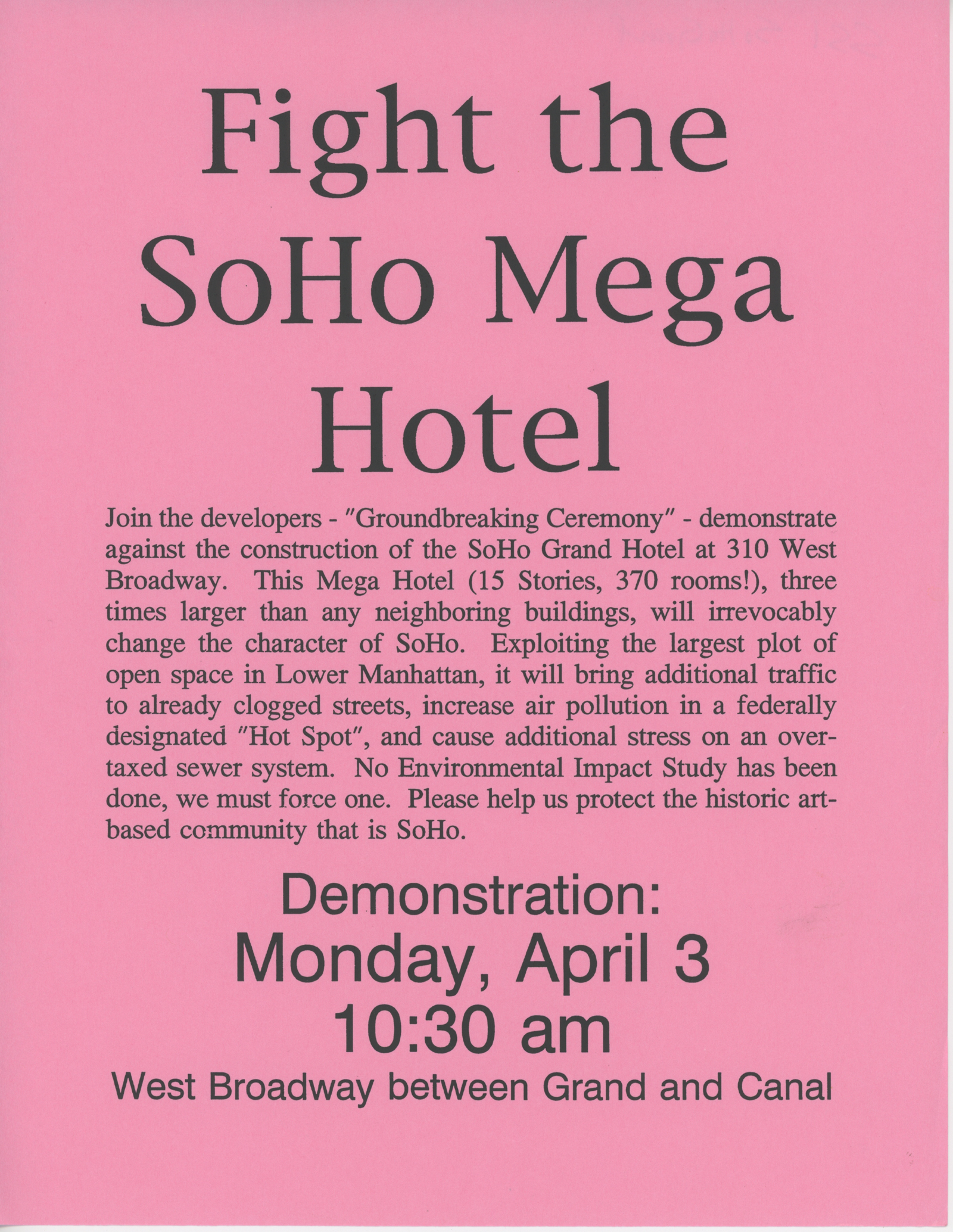 Fight the SoHo Mega Hotel