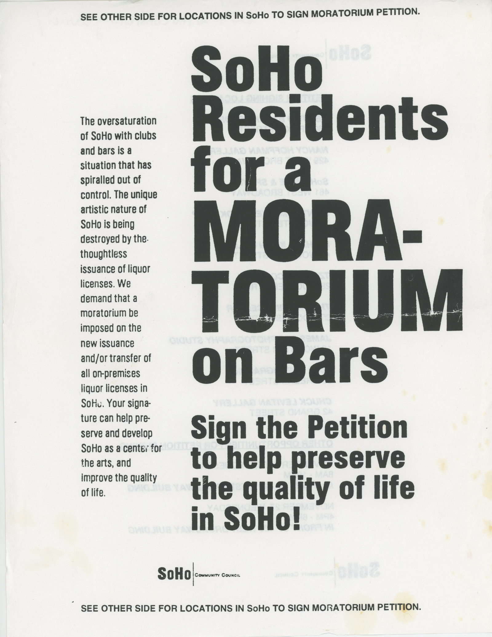 SoHo Residents for a Moratorium on Bars