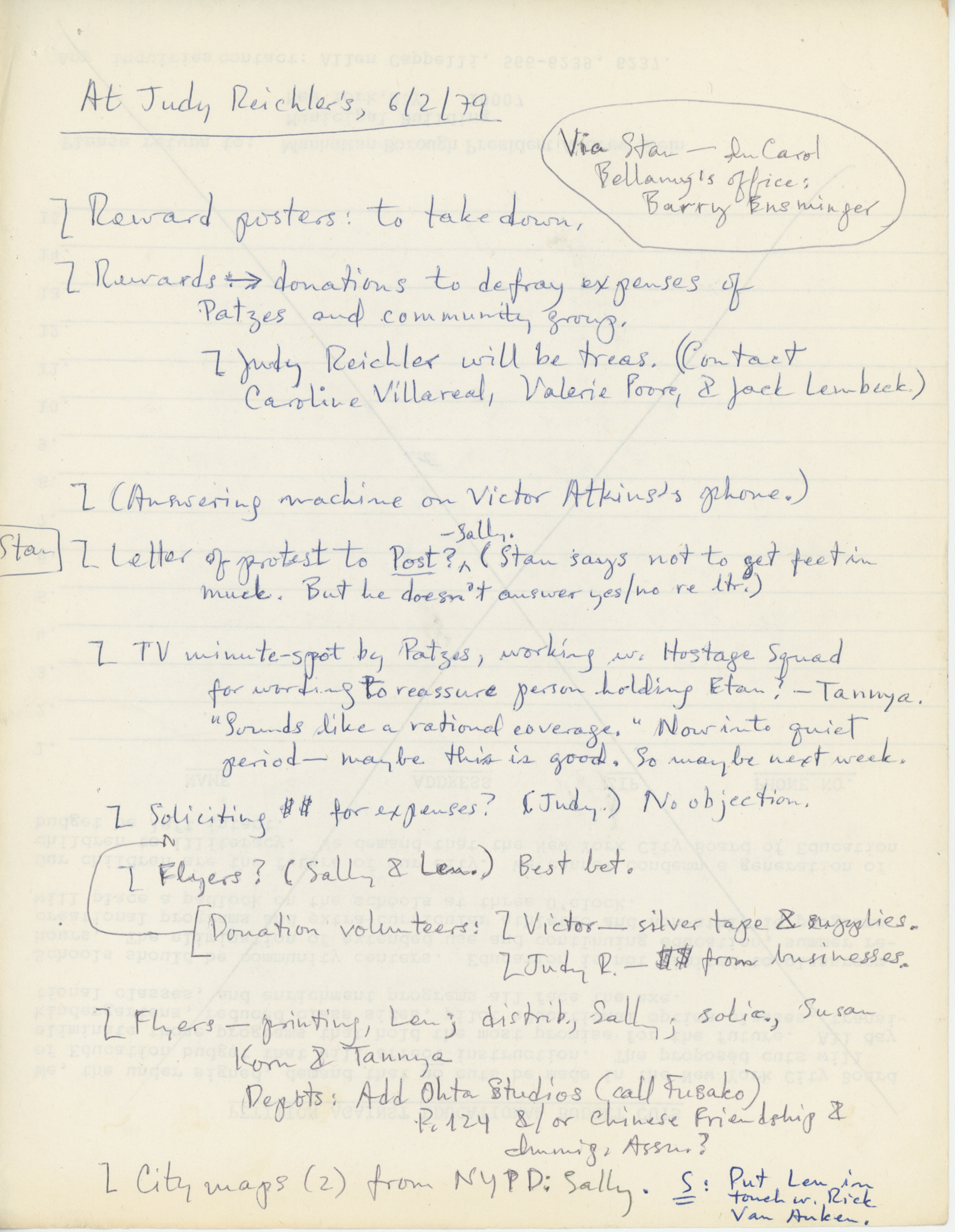 Etan Patz Search Committee Notes (1979)