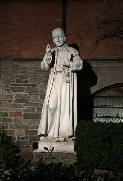 The statue rescued from the Church of St. Alphonsus, now located on Houston Street between Thompson and Sullivan, in St. Anthony’s church yard