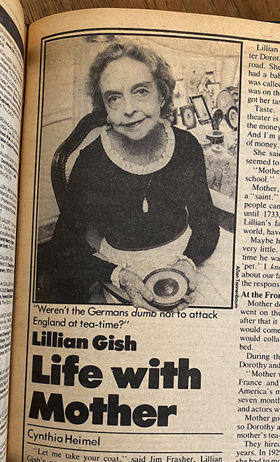 Cynthia Heimel on Lillian Gish