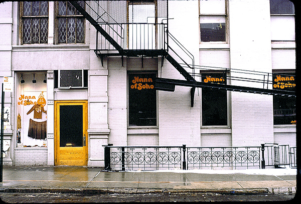 Mana of Soho on West Broadway at Prince, where Coach is now (1975)