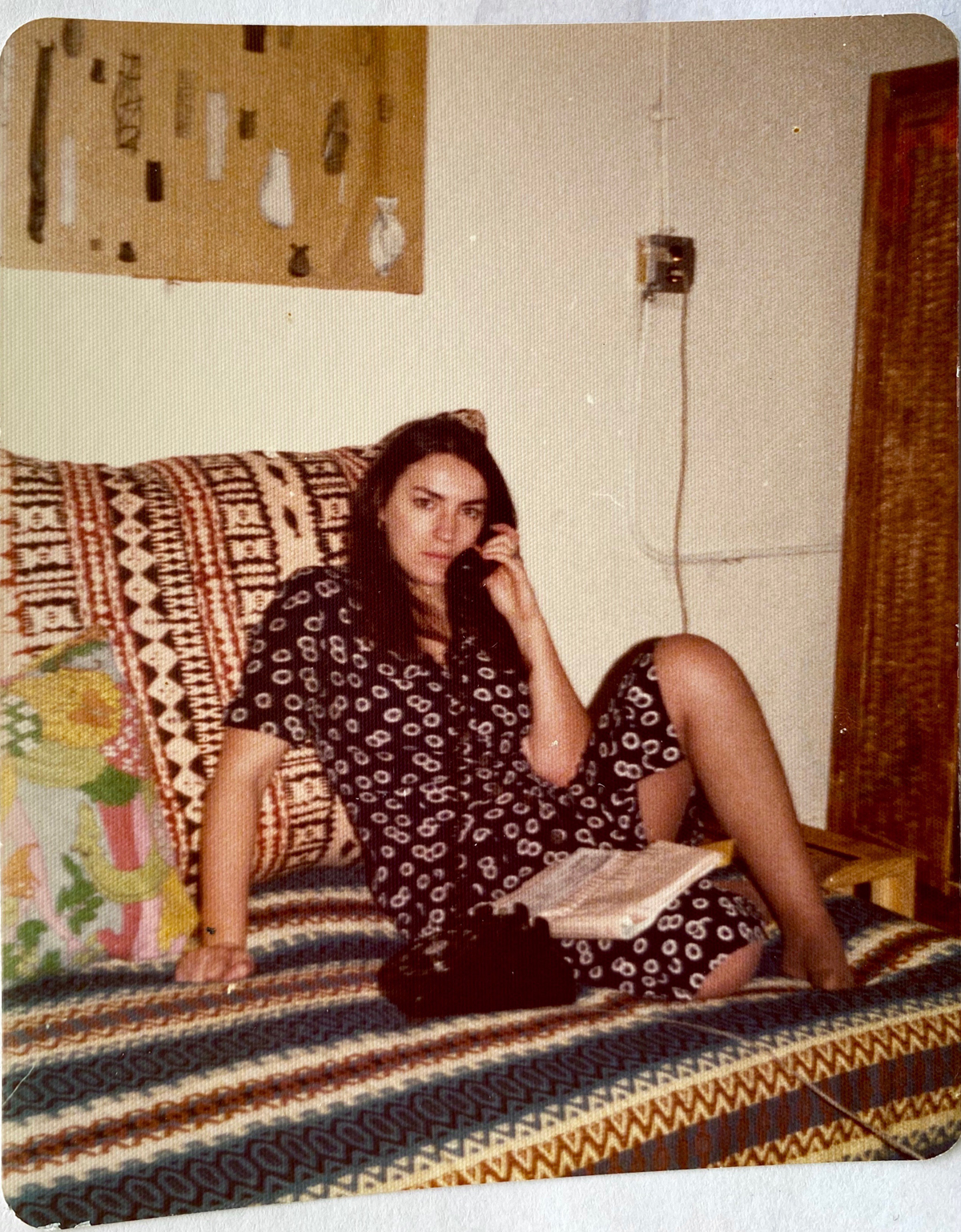 Bed/sofa. 1973. If you’re wondering, that’s a telephone I’m holding.