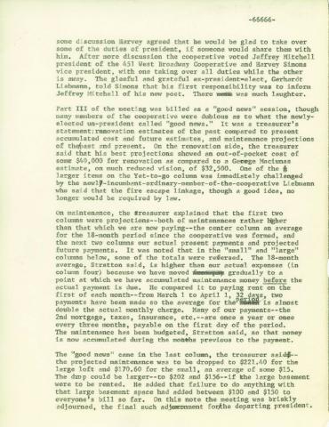 451 West Broadway Cooperative Meeting Minutes (1970)
