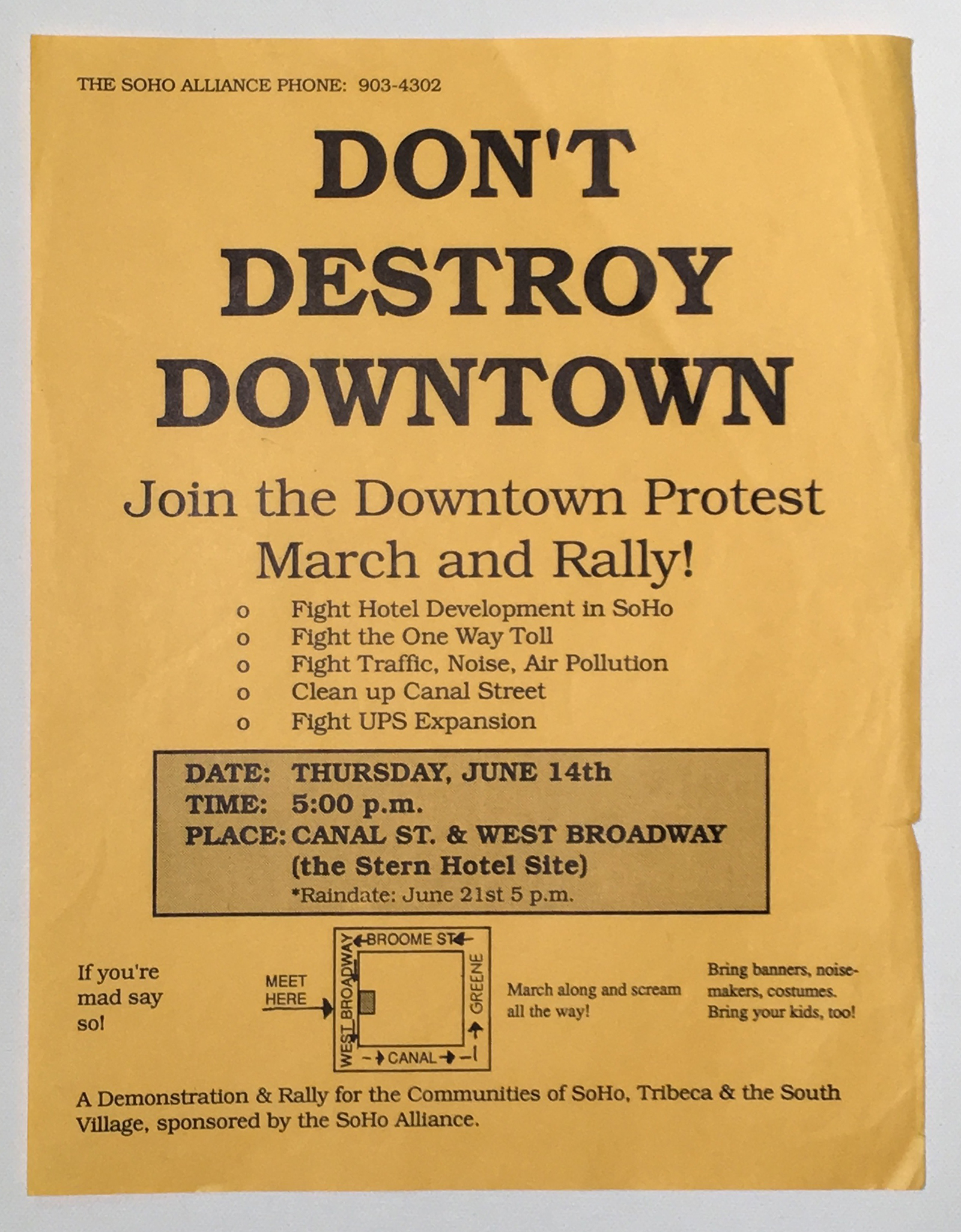 SoHo Alliance Don’t Destroy Downtown Flyer (n.d.)
