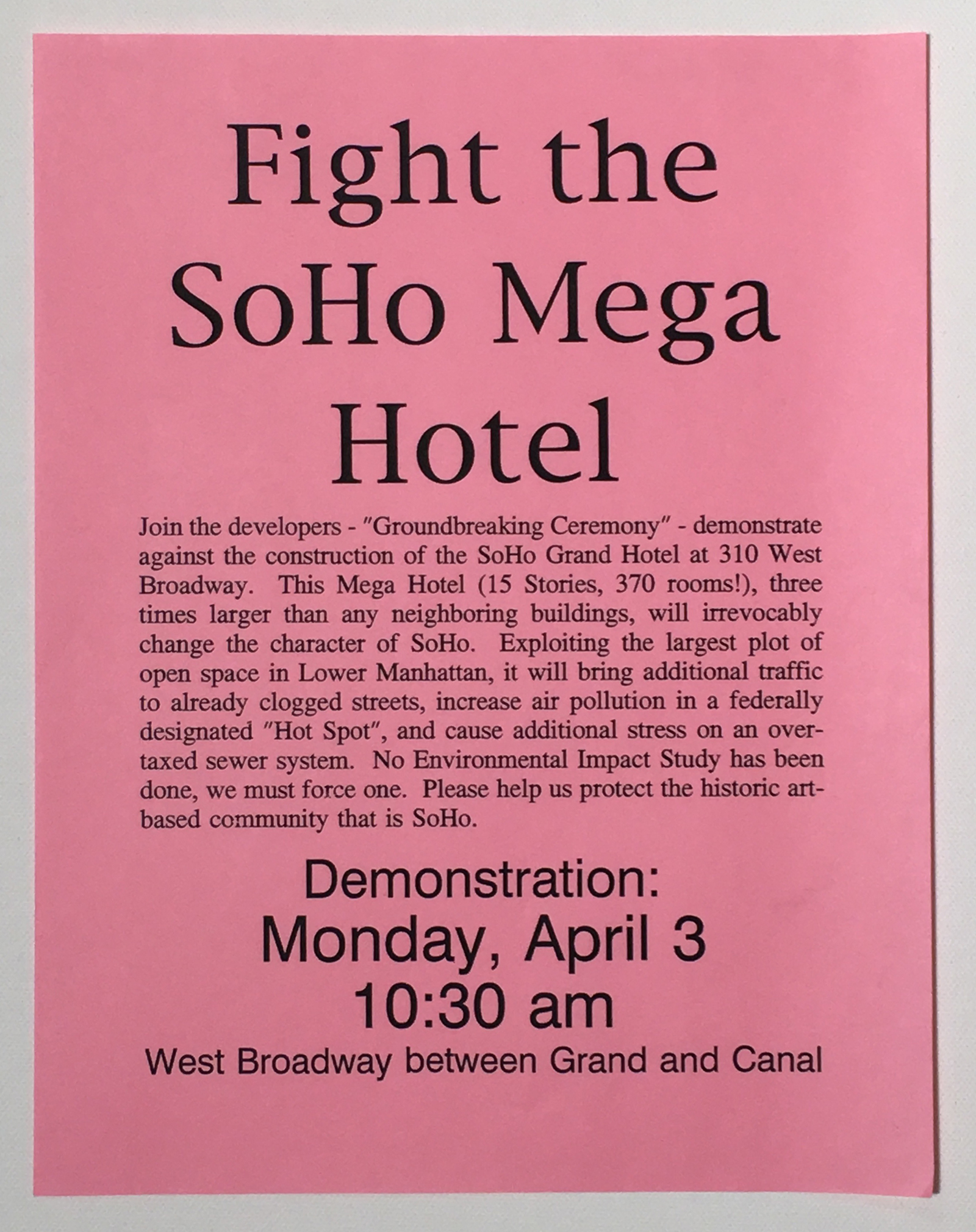 Fight The Soho Mega Hotel Flyer (ca. 1996)