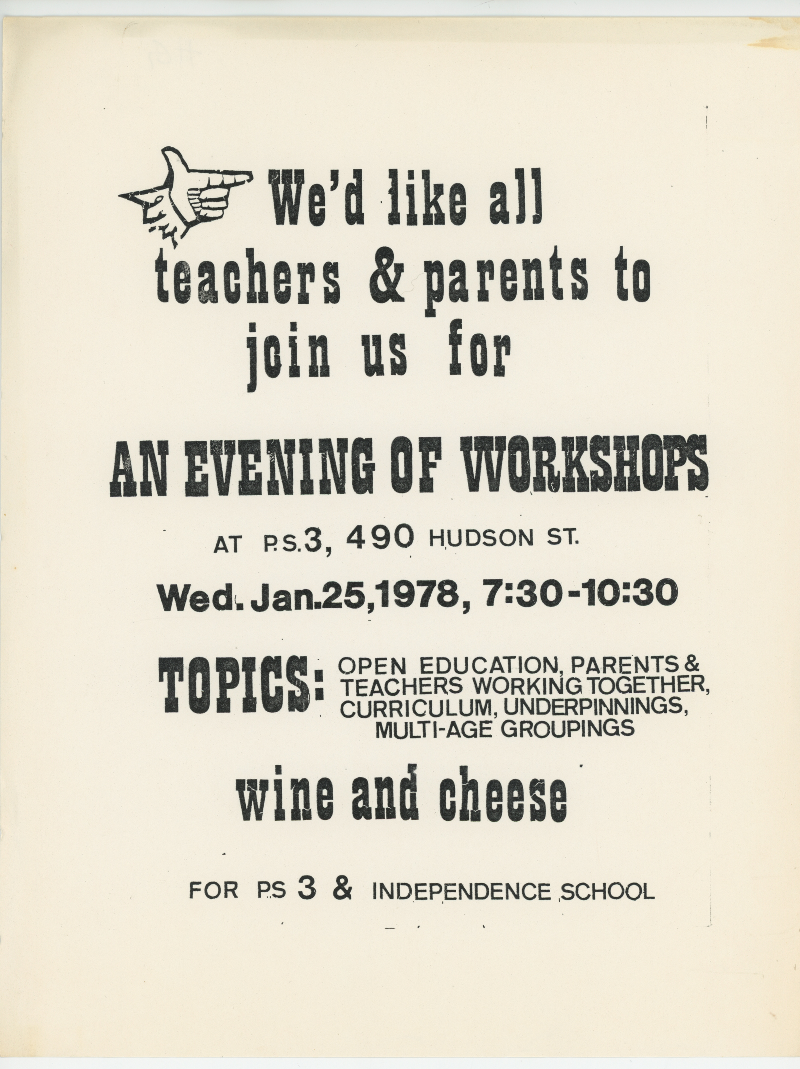 P.S.3 Education Workshop Flyer (1978)