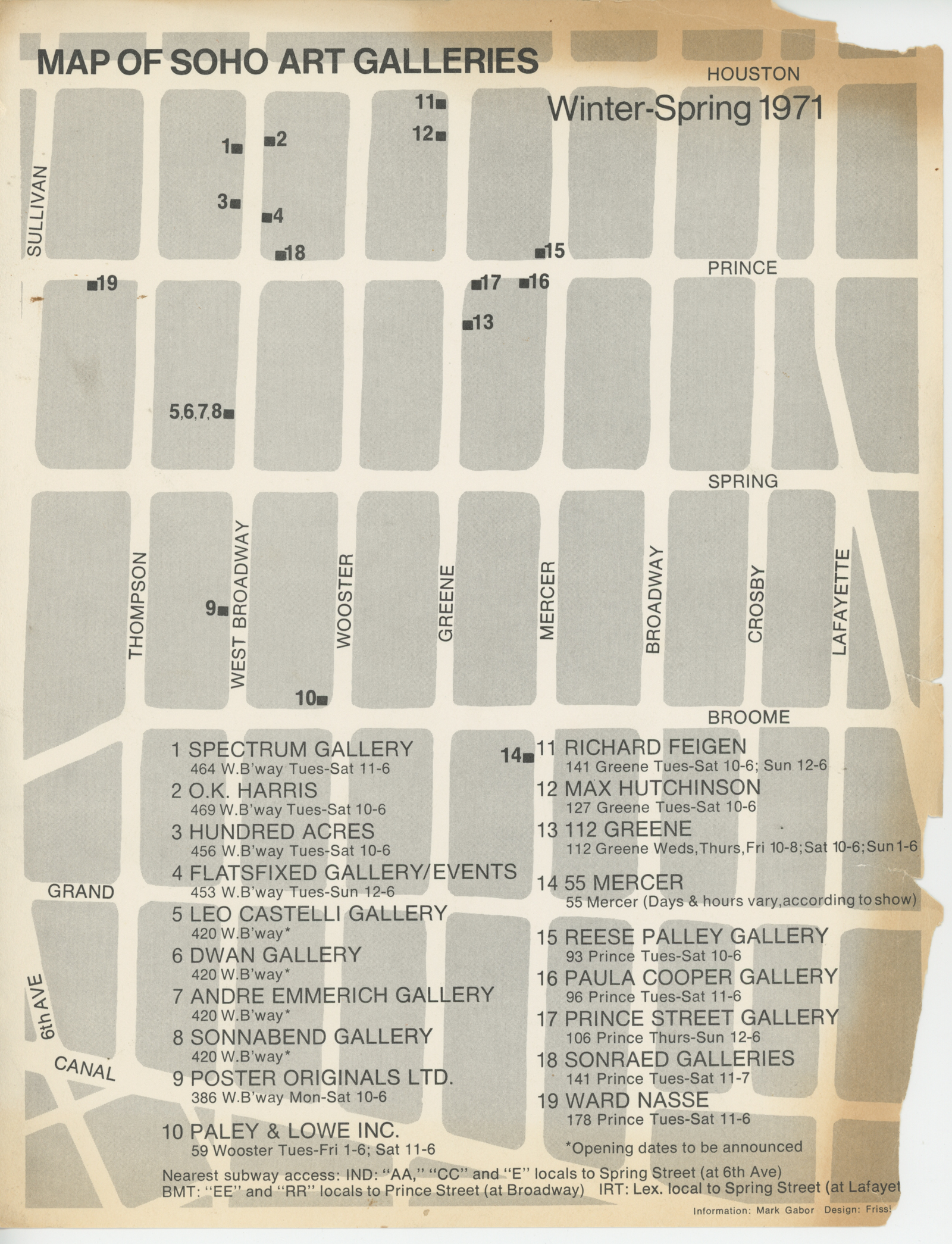 Map of SoHo Art Galleries 1971