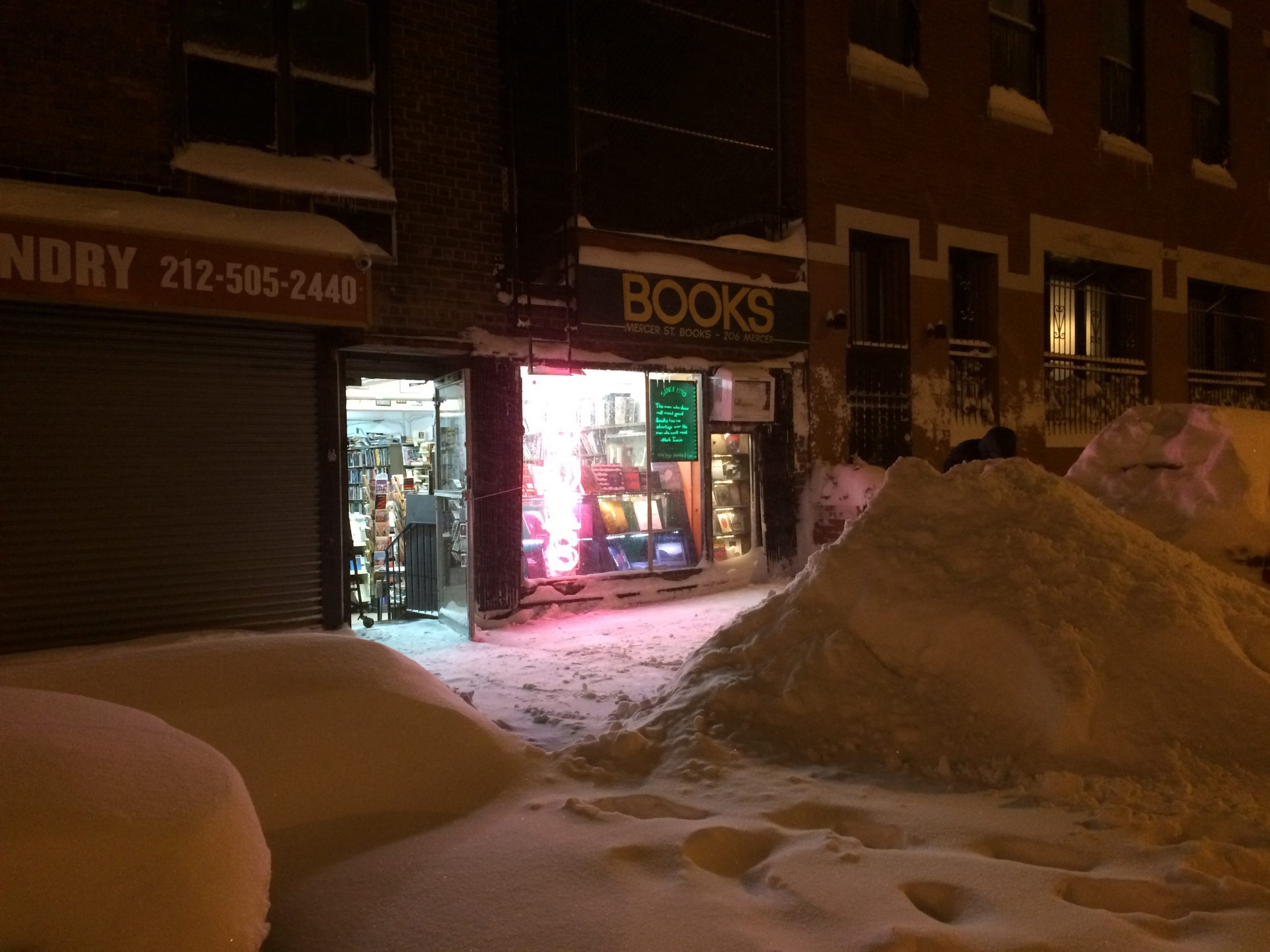 Mercer Street Books in Snowstorm (2016)
