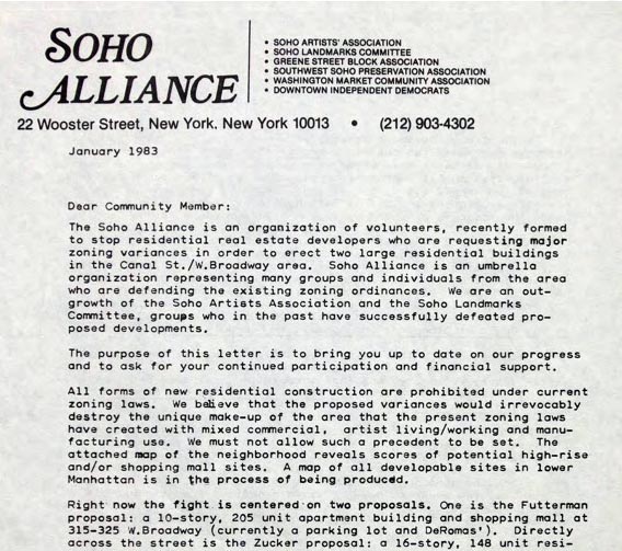 SoHo Alliance Newsletters 1983-2013