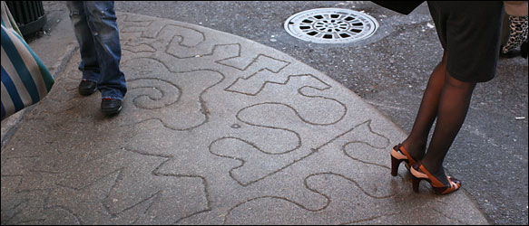 Ken Rock's sidewalk art at the corner of Broadway and Prince Street.