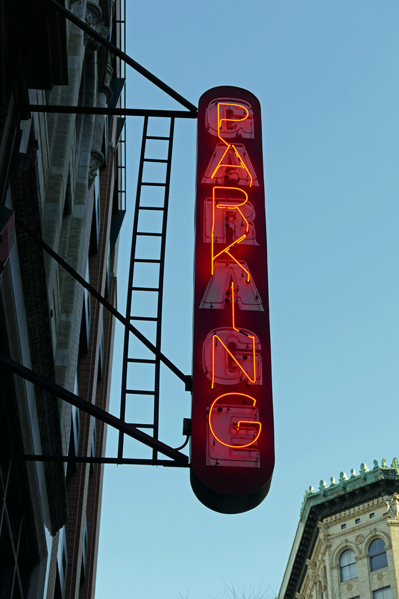 The famous PARKING sign. Where will it go? Perhaps it needs a home in the SoHo archive.